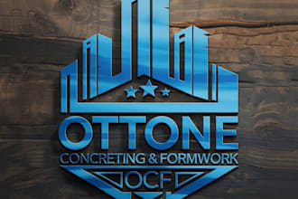 do elegant, fantastic wood frame concreting logo design