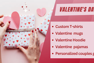 design print on demand valentine day tshirt,mug,hoodies on printify and printful
