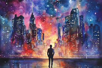 design watercolor house portrait or city space illustration