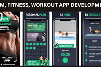 develop custom gym fitness app, workout app, healthcare app, yoga, wellness app