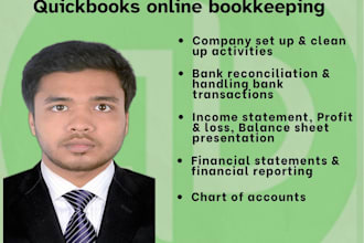 do bookkeeping and quickbooks online setup and cleanup