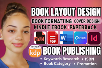 format book for amazon kdp book publishing, ebook design paperback formatting