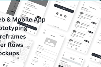 do UX wireframe mockup design, user flow, figma prototype for mobile app and web