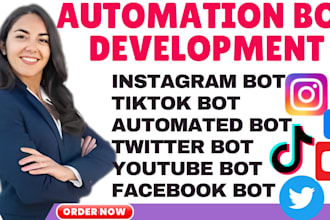 develop instagram dm bot, tiktok bot, twitter auto reply, auto post, mass dm bot