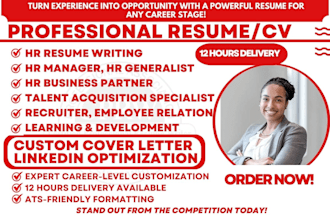 write HR resume for HR generalist, manager, specialist, hrbp, employee relations
