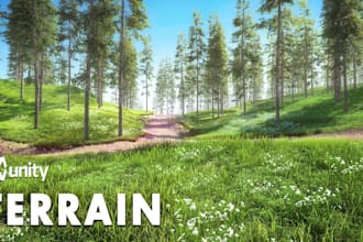design stunning realistic unity level, unity 3d scene, unity terrain map