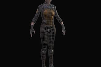 best 3d game character modelling, pbr texture, sci fi, cyborg, retopology