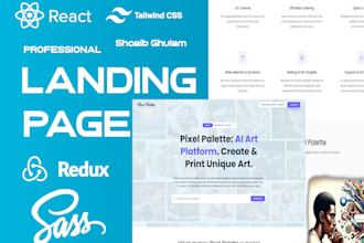 design responsive landing pages with react, tailwindcss, and modern UI and UX