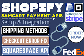 fix shopify shipping configure samcart checkout page squarespace payment API