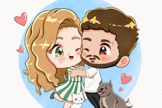 draw chibi couple illustration anime character art