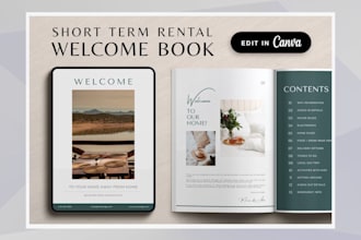 provide airbnb welcome book template house host manual guidebook template canva
