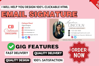 design professional clickable email signature gmail outlook apple, business card