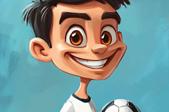 draw sports cartoon with big head or caricature style