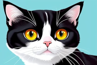 draw a cartoon portrait of your cute pet cat
