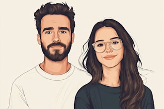 design professional disney couple portrait illustration