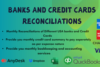 do bank reconciliation and bookkeeping on quickbooks, wave and excel