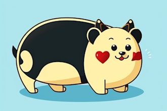 design cute cartoon logo, mascot, animal, food illustration