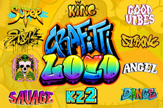 do graffiti, lettering, tags, t shirts, or text logo design
