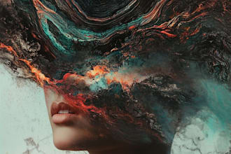 draw abstract art colorful digital oil painting portrait