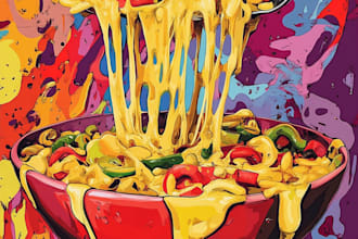 create a illustration of food pop art