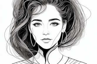 draw abstract continuous line art portrait