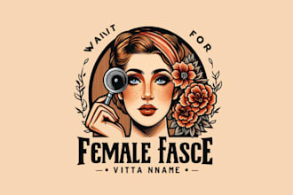 design a stunning female face vintage logo for your brand