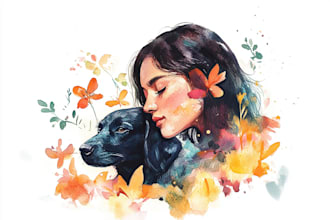 draw watercolor floral illustration