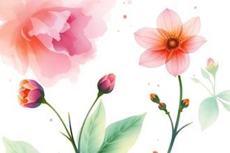 create a digital watercolor botanical illustration