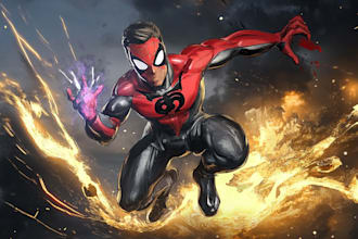 draw custom superhero cartoon character