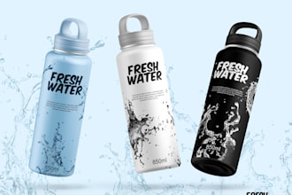 do juice and water bottle packaging and label design