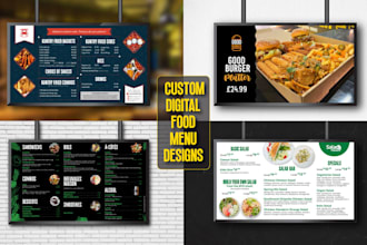 design custom digital TV screen food menu, static or animated