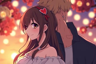 draw anime character, oc, couple, photo into anime style