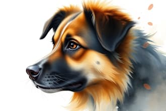 draw digital oil painting watercolor pet portrait