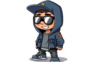 draw custom swag lil guy cartoon design for you
