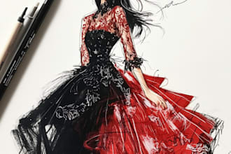 create custom fashion illustrations and croquis for you