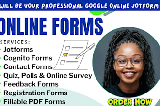 design jotform, typeform online survey contact forms and google cognito forms