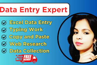 do data entry typing work job, copy paste, web research, excel data entry