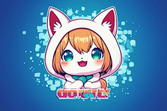 design logo with cute anime mascot
