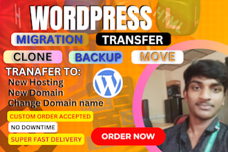 migrate, backup, transfer, move, wordpress website domain hosting within 1 hour