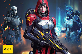 draw a sci fi character illustration or sci fi character