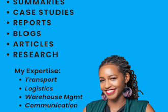 write transport, logistics, warehouse management and communications case studies