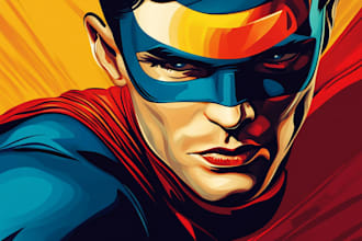 illustrate a superhero pop art portraits