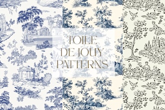 design unique seamless toile de jouy,  pattern for a   seamless textile designs