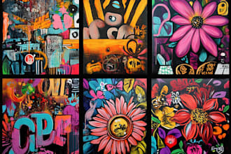 create graffiti pop art canvas designs and murals