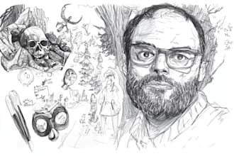 draw sketch illustration line art pencil in black and white