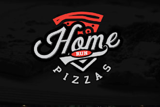 make modern pizzas baseball theme restaurant logo