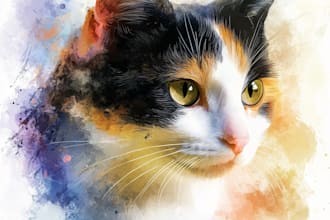 make dog, cat or any pet portrait into digital painting
