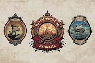 design amazing vintage logo with hand drawn illustration