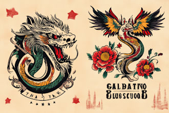 create a traditional or old school style tattoo design