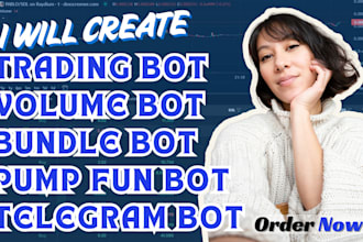 do trading volume bot, pump fun bundle, telegram bot development on solana evms